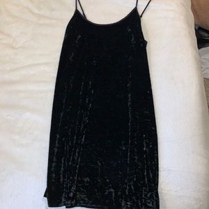 Black/dark green Velour Mini Dress